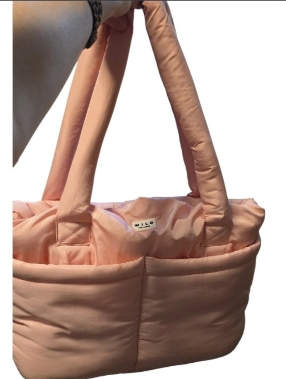 Wilo The Label ($110) Puffer Rounded Weekender Bag In Blush Pink